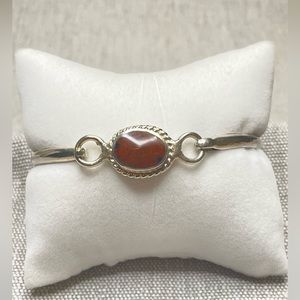 Mahogany Obsidian Silver Hook Bangle Bracelet | Size 7.5”